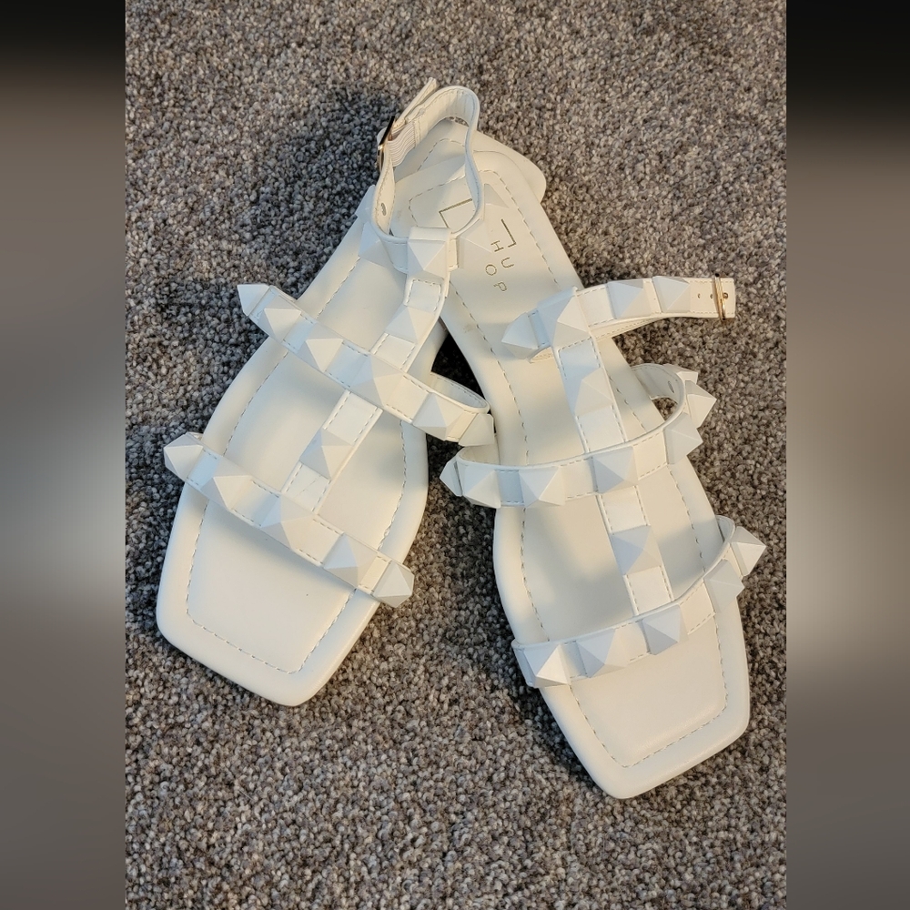 ShuShop Babe White Ankle Strap Sandals Size 7.5